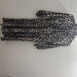 Calvin Klein Leopard-Pattern Maxi Dress in Beige and Black